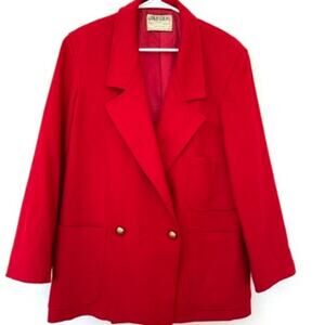 JAEGER Wool Blazer Red Size 10 Made‎ in Great Britain Vintage Old Money Classic